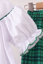 Load image into Gallery viewer, White wreath smocked ruffle pants set
