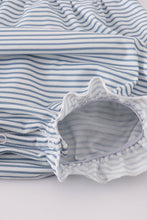 Load image into Gallery viewer, Blue princess embroidery stripe ruffle bubble
