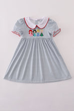Load image into Gallery viewer, Blue princess embroidery stripe dress

