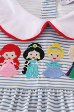 Load image into Gallery viewer, Blue princess embroidery stripe dress
