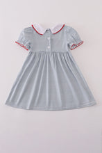Load image into Gallery viewer, Blue princess embroidery stripe dress

