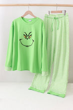 Load image into Gallery viewer, Green grinch embroidery adult pajamas set
