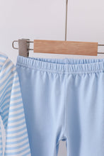 Load image into Gallery viewer, Blue stripe reindeer applique ruffle pants set
