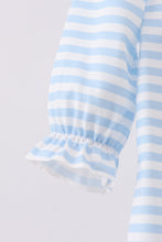 Load image into Gallery viewer, Blue stripe reindeer applique ruffle romper
