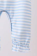 Load image into Gallery viewer, Blue stripe reindeer applique ruffle romper

