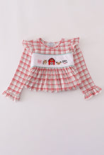 Load image into Gallery viewer, Red plaid farm embroidery ruffle pants set
