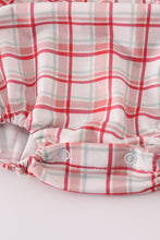 Load image into Gallery viewer, Red plaid farm embroidery ruffle bubble
