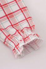 Load image into Gallery viewer, Red plaid farm embroidery ruffle bubble
