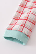 Load image into Gallery viewer, Red plaid farm embroidery romper
