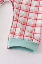Load image into Gallery viewer, Red plaid farm embroidery romper
