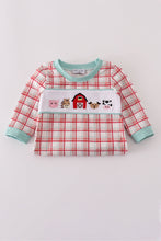Load image into Gallery viewer, Red plaid farm embroidery romper
