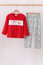 Load image into Gallery viewer, Red Santa claus cookie french knot pants set
