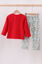 Load image into Gallery viewer, Red Santa claus cookie french knot pants set
