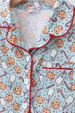 Load image into Gallery viewer, Santa claus cookie print ruffle pajams set

