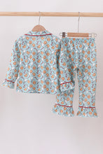 Load image into Gallery viewer, Santa claus cookie print ruffle pajams set
