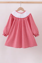 Load image into Gallery viewer, Red woven christmas tree reindeer smocked dress
