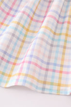 Load image into Gallery viewer, Rainbow pumpkin embroidery plaid baby girl set
