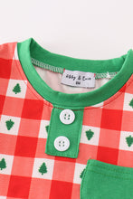Load image into Gallery viewer, Red christmas tree gingham boy romper
