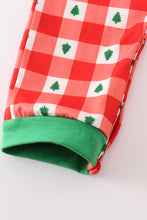 Load image into Gallery viewer, Red christmas tree gingham boy romper
