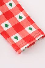 Load image into Gallery viewer, Red christmas tree gingham boy romper
