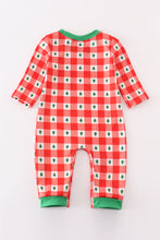Load image into Gallery viewer, Red christmas tree gingham boy romper
