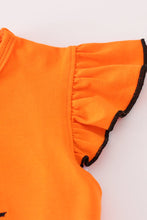 Load image into Gallery viewer, Orange halloween bluey french knot ruffle pants set
