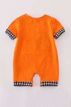 Load image into Gallery viewer, Orange halloween character french knot romper

