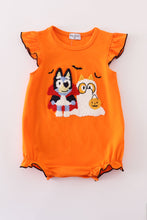 Load image into Gallery viewer, Orange halloween bluey french knot ruffle bubble
