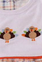 Load image into Gallery viewer, Orange turkey embroidery plaid ruffle pants set
