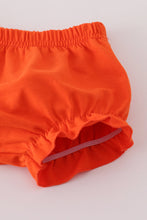 Load image into Gallery viewer, Orange turkey embroidery plaid bloomer set
