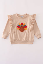 Load image into Gallery viewer, Beige turkey french knot ruffle top

