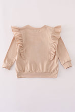 Load image into Gallery viewer, Beige turkey french knot ruffle top
