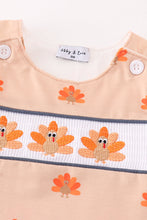 Load image into Gallery viewer, Khaki turkey embroidery smocked boy jonjon
