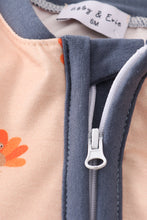 Load image into Gallery viewer, Khaki turkey print zip boy romper

