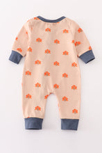 Load image into Gallery viewer, Khaki turkey print zip boy romper
