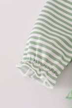 Load image into Gallery viewer, Green turkey french knot stripe ruffle bubble

