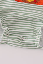 Load image into Gallery viewer, Green turkey french knot stripe ruffle bubble
