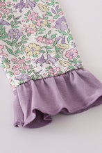 Load image into Gallery viewer, Purple floral print ruffle dress
