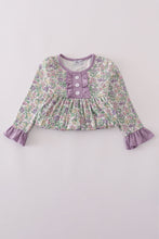 Load image into Gallery viewer, Purple floral print ruffle dress

