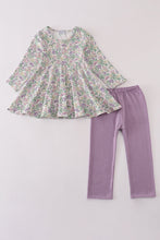 Load image into Gallery viewer, Purple floral print pants set
