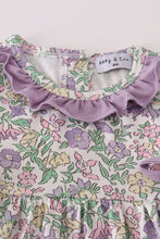 Load image into Gallery viewer, Purple floral print ruffle bloomer set
