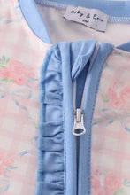 Load image into Gallery viewer, Pink floral print ruffle romper
