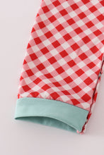 Load image into Gallery viewer, Red farm smocked romper
