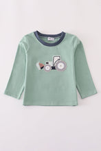 Load image into Gallery viewer, Blue excavator applique top
