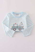 Load image into Gallery viewer, Blue crane applique stripe top
