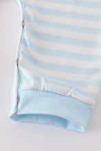 Load image into Gallery viewer, Blue crane applique stripe romper
