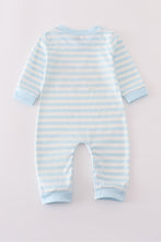 Load image into Gallery viewer, Blue crane applique stripe romper
