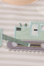 Load image into Gallery viewer, Cream excavator applique stripe romper
