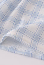 Load image into Gallery viewer, Blue farm embroidery plaid ruffle bubble
