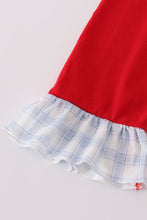 Load image into Gallery viewer, Blue farm embroidery plaid ruffle bubble
